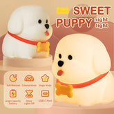 Puppy Silicone Squishy Night Light with Red Collar Sweet Bone Tag Decor Perfect Gift